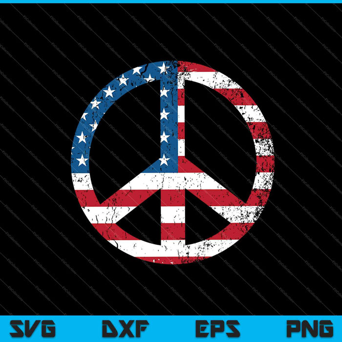 Camisa de signo de paz Bandera patriótica de EE. UU. SVG PNG Cortar archivos imprimibles