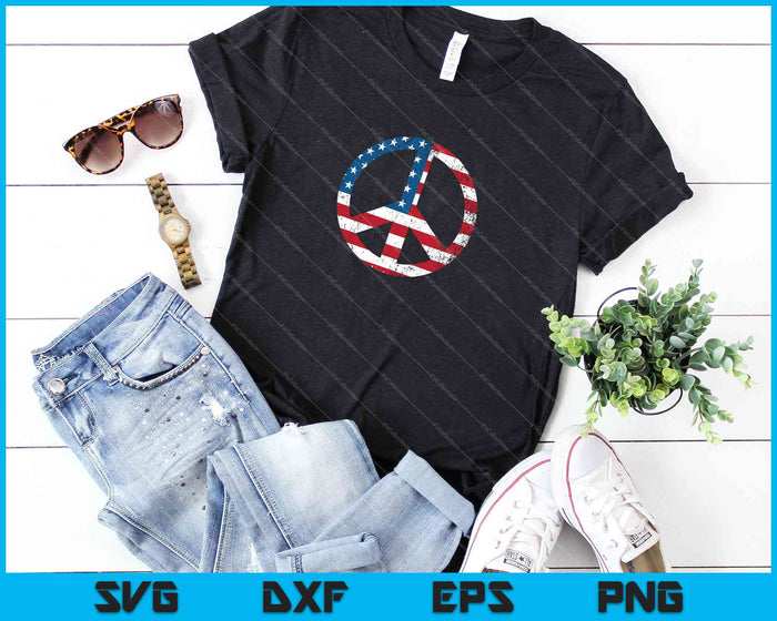Vredesteken shirt patriottische USA vlag SVG PNG snijden afdrukbare bestanden