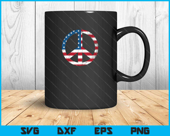 Peace Sign Shirt Patriotic USA Flag SVG PNG Cutting Printable Files