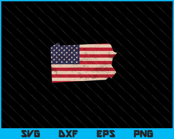 Pennsylvania American Flag Vintage SVG PNG Cutting Printable Files