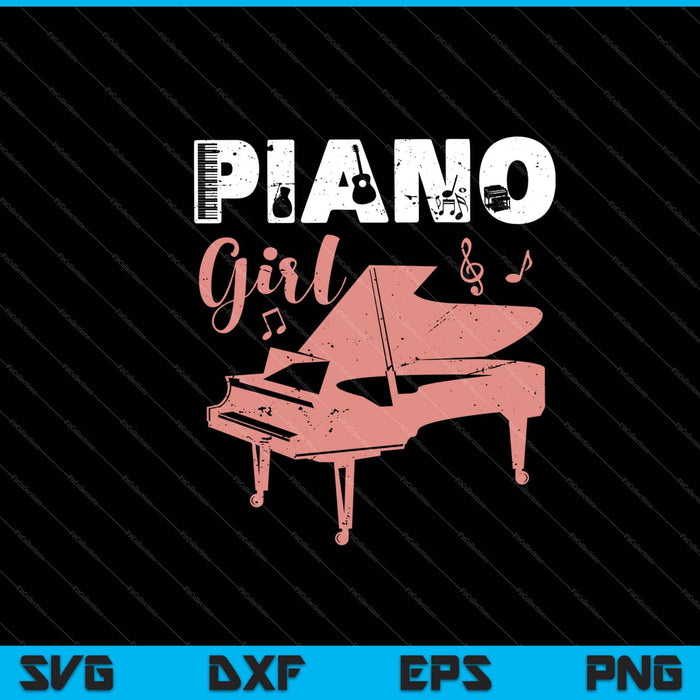 Piano speler muziekliefhebber cadeaus voor schattige piano meisje SVG snijden afdrukbare bestanden