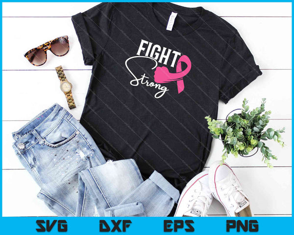 Roze borstkanker strijd sterke SVG PNG snijden afdrukbare bestanden - on a t-shirt