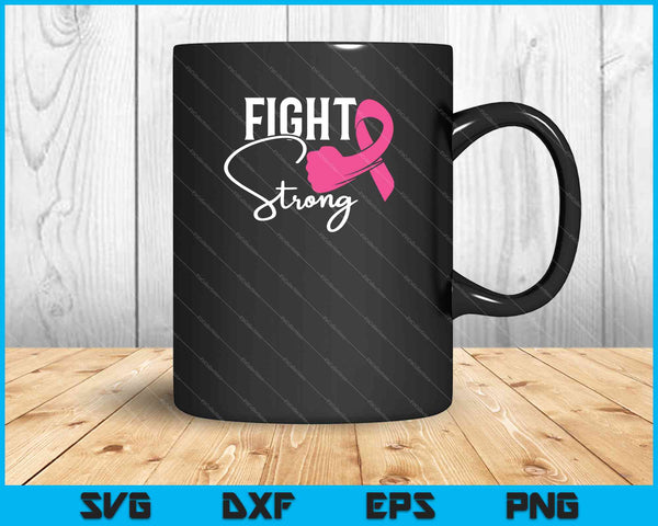 Lucha contra el cáncer de mama rosa fuerte SVG PNG cortando archivos imprimibles