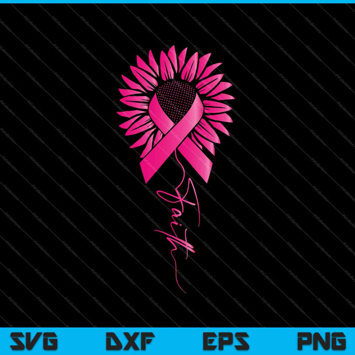 Pink Ribbon Daisy Faith Breast Cancer Awareness SVG PNG Snijden afdrukbare bestanden