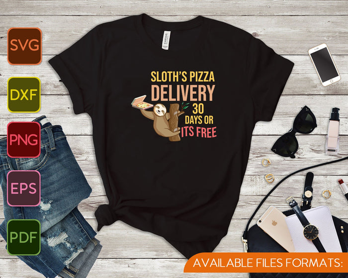 Pizza Delivery By Sloth Funny Fast Food Slow Service Quote SVG PNG Cutting Printable Files