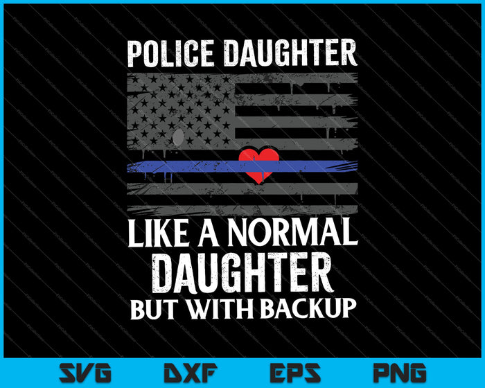 Police Daughter Blue Line Flag Heart SVG PNG Cutting Printable Files
