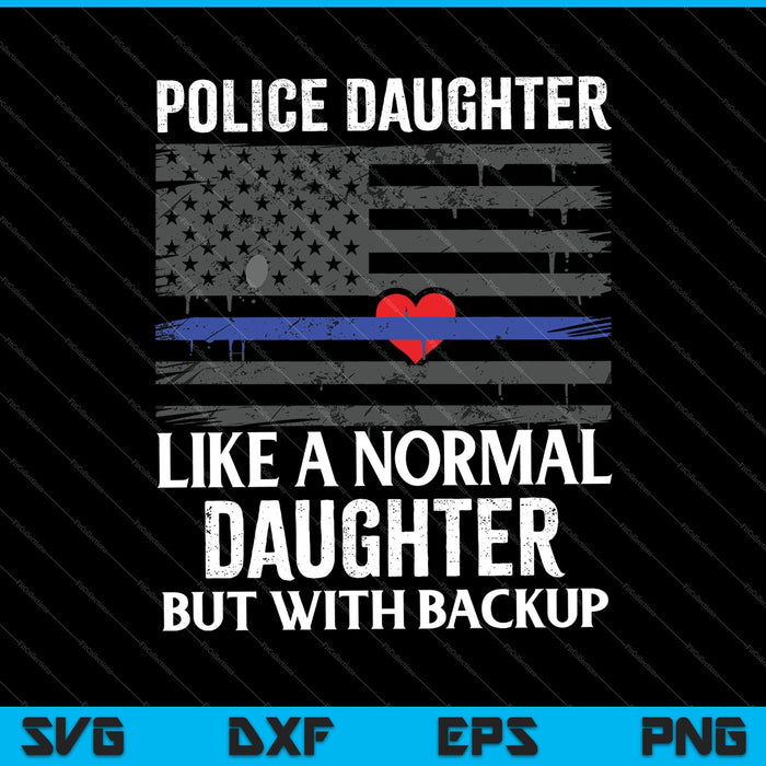 Police Daughter Blue Line Flag Heart SVG PNG Cutting Printable Files