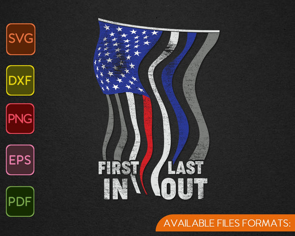 Police Fire EMS First Responder American Flag SVG PNG Cutting Printable Files