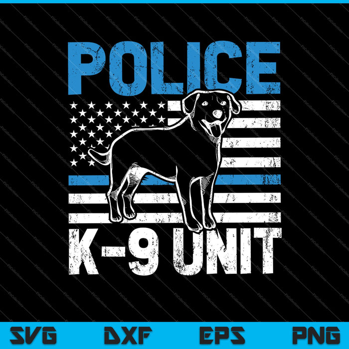 Policía K-9 Unidad Delgada Línea Azul Oficial Perro Traje SVG PNG Cortando Archivos Imprimibles