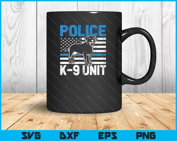 Policía K-9 Unidad Delgada Línea Azul Oficial Perro Traje SVG PNG Cortando Archivos Imprimibles