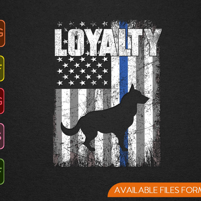 Police K9 Unit Dog Loyalty Thin Blue Line Flag SVG PNG Cutting Printable Files