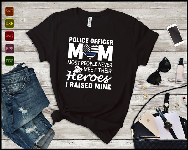 Police Officer Mom Thin Blue Line Family SVG PNG Cutting Printable Files