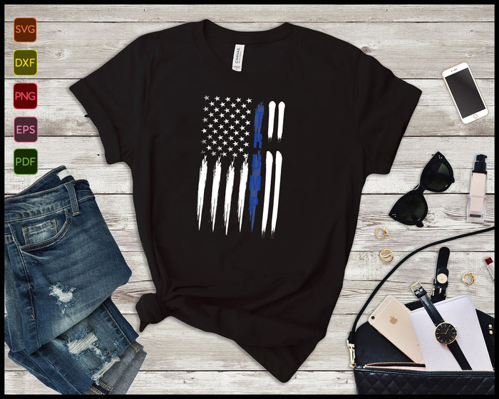 Police Thin Blue Line Trump American Flag USA SVG PNG Cutting Printable Files