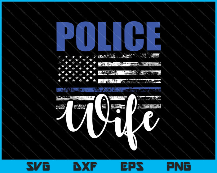 Policía Esposa Orgullo Bandera Americana Diseño SVG PNG Cortando Archivos Imprimibles