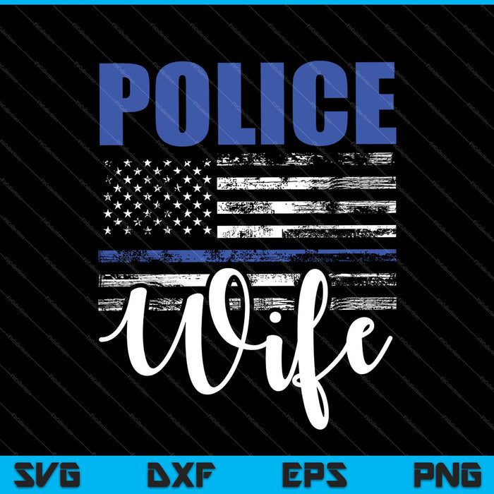 Policía Esposa Orgullo Bandera Americana Diseño SVG PNG Cortando Archivos Imprimibles