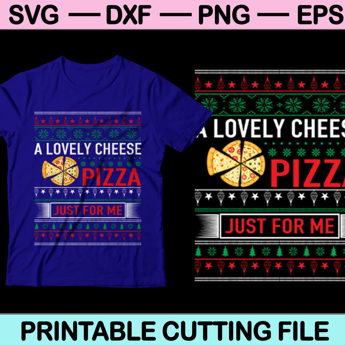 Een mooie kaas Pizza Kerst SVG PNG snijden afdrukbare bestanden voor T-Shirt Design 