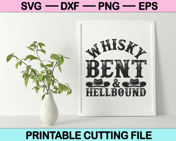 Whiskey gebogen en Hellbound SVG PNG digitale snijbestanden
