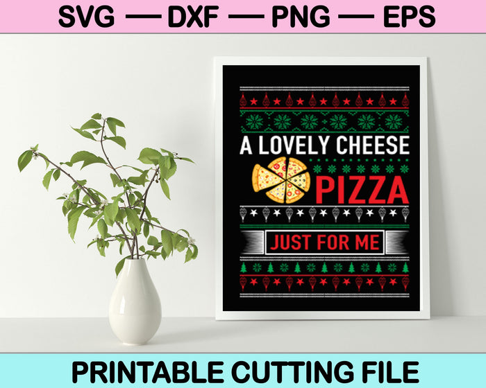 Een mooie kaas Pizza Kerst SVG PNG snijden afdrukbare bestanden voor T-Shirt Design 