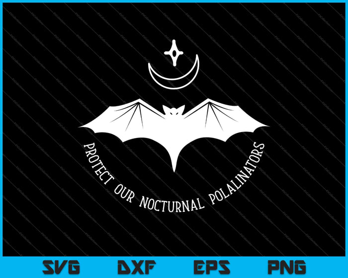 Bescherm onze nachtelijke bestuivers vleermuis met maan Halloween SVG PNG snijden afdrukbare bestanden