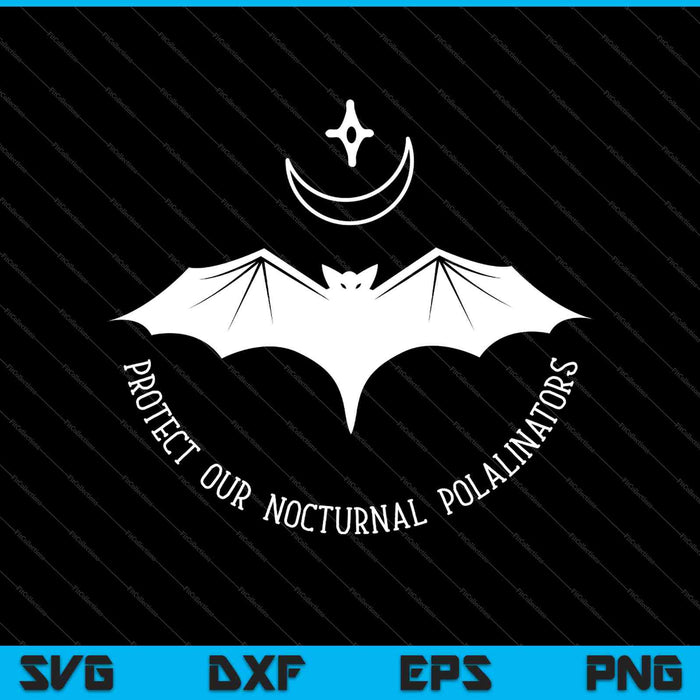 Bescherm onze nachtelijke bestuivers vleermuis met maan Halloween SVG PNG snijden afdrukbare bestanden