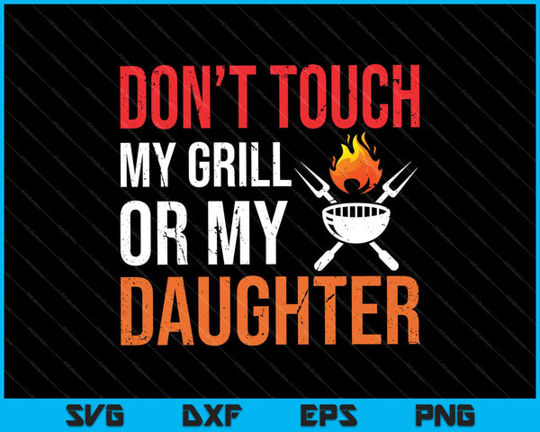 Protective Daddy Daughter Dad Barbecue Grilling SVG PNG Cutting Printable Files