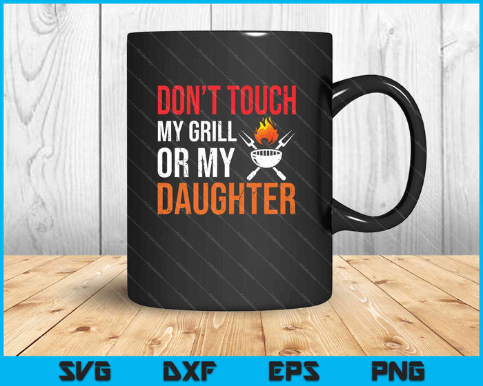 Protective Daddy Daughter Dad Barbecue Grilling SVG PNG Cutting Printable Files