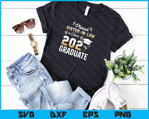 Trotse schoonzus van een klas van 2021 Graduate Senior SVG PNG snijden afdrukbare bestanden - on a t-shirt