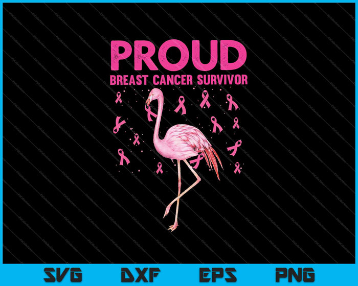 Orgulloso sobreviviente Flamingo Rosa Concienciación sobre el cáncer de mama SVG PNG Cortando archivos imprimibles