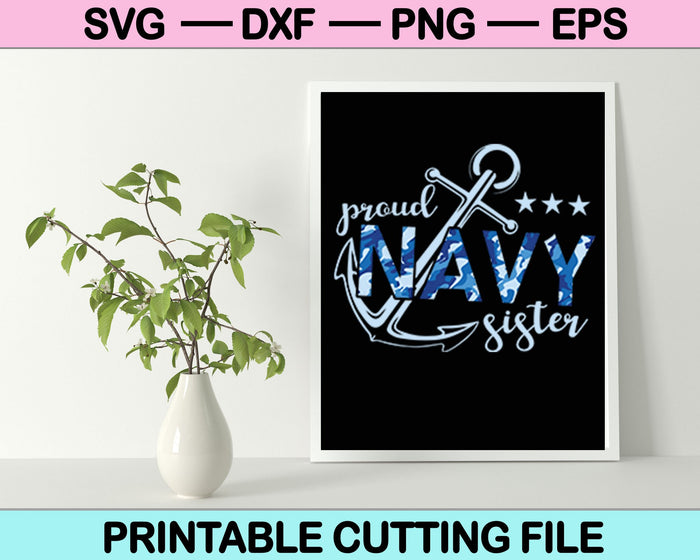Orgullosa hermana de la Marina Diseño de corte militar SVG, formatos de archivo PNG 