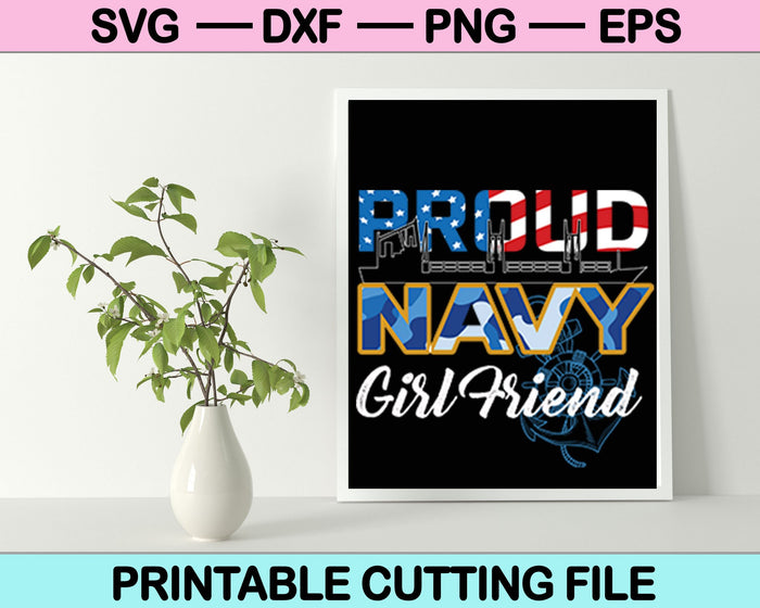 Trotse Marine meisje vriend SVG PNG snijden afdrukbare bestanden 