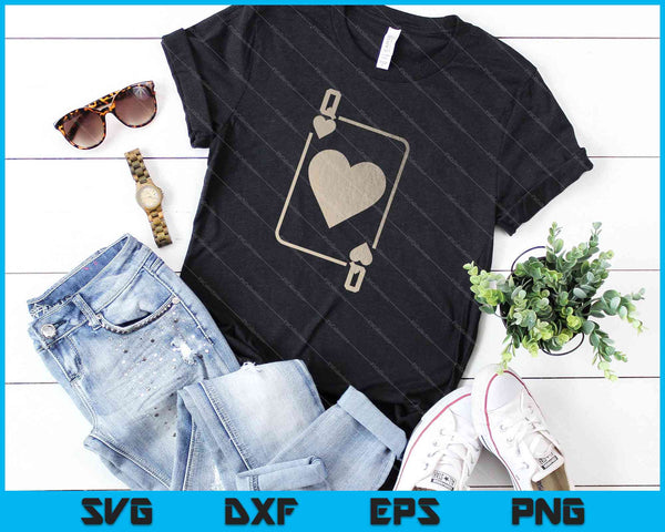 Koningin van harten speelkaart Halloween kostuum Glam SVG PNG snijden afdrukbare bestanden - on a t-shirt