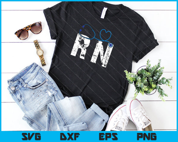RN Nurse Medical Stethescope SVG PNG Cutting Printable Files - on a t-shirt