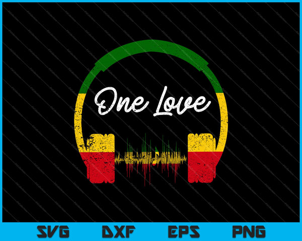 Rasta Reggae Música Auriculares Jamaican One Love Svg Cortar Archivos Imprimibles
