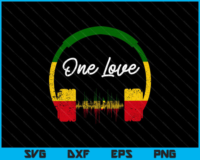 Rasta Reggae muziek hoofdtelefoon Jamaicaanse One Love Svg snijden afdrukbare bestanden