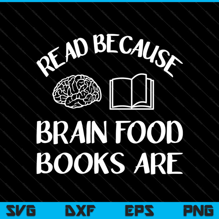 Leer porque los libros son comida para el cerebro SVG PNG cortando archivos imprimibles