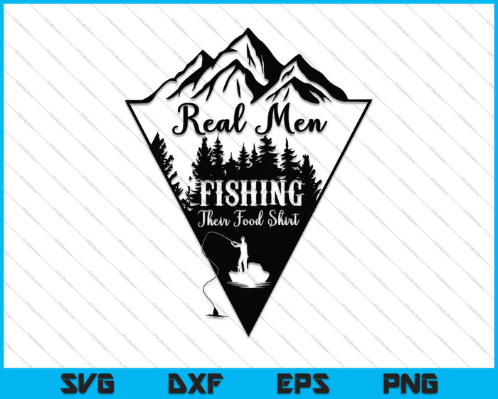 Hombres reales pescando su comida SVG PNG cortando archivos imprimibles