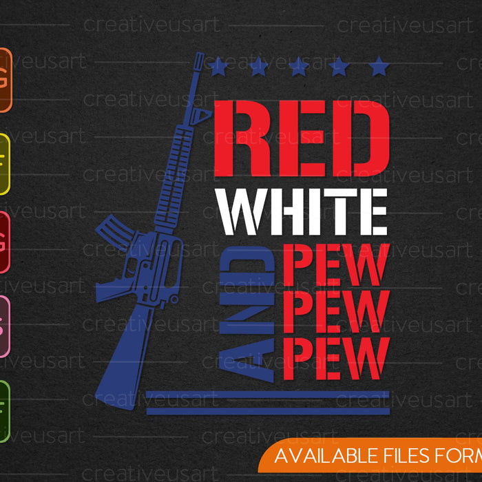 Rojo, blanco y Pew Pew Pew SVG PNG cortando archivos imprimibles