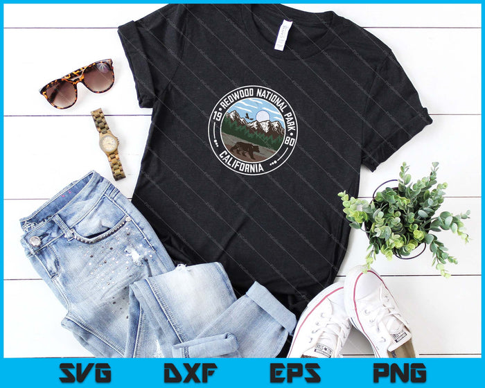 Parque Nacional Redwood California Vintage SVG PNG Cortar archivos imprimibles