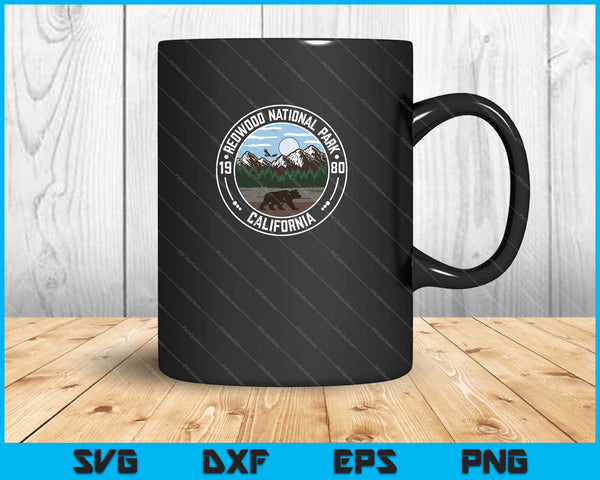 Parque Nacional Redwood California Vintage SVG PNG Cortar archivos imprimibles