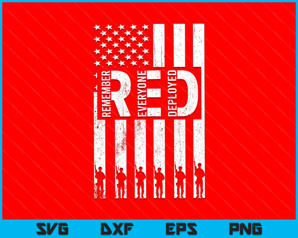 RED Friday Onthoud dat iedereen de militaire Amerikaanse vlag SVG PNG heeft ingezet en afdrukbare bestanden heeft gesneden