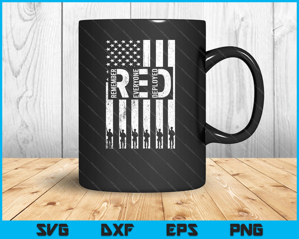 RED Friday Remember Everyone Deployed Military American Flag SVG PNG Cutting Printable Files
