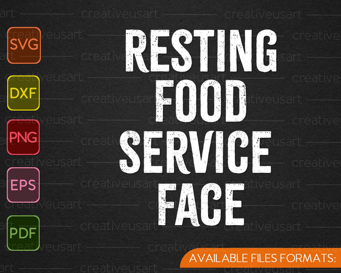 Rustende Food Service gezicht SVG PNG snijden afdrukbare bestanden 