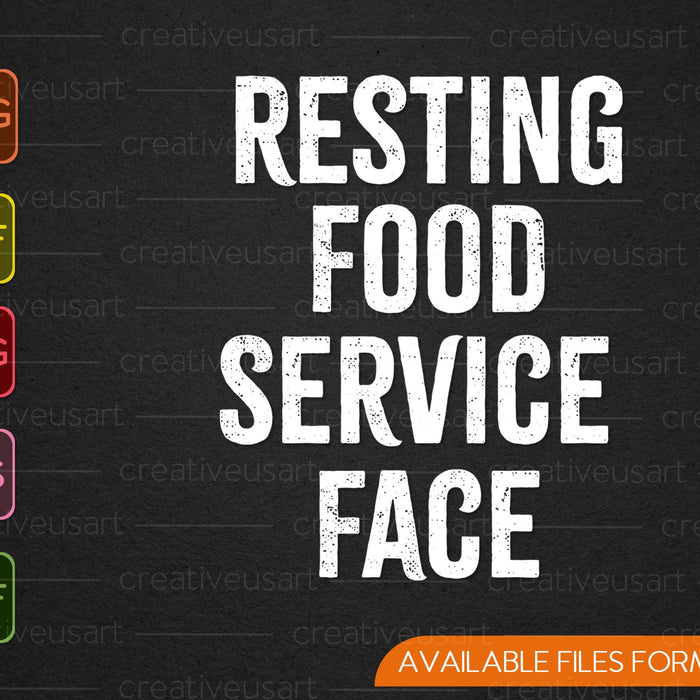 Rustende Food Service gezicht SVG PNG snijden afdrukbare bestanden 
