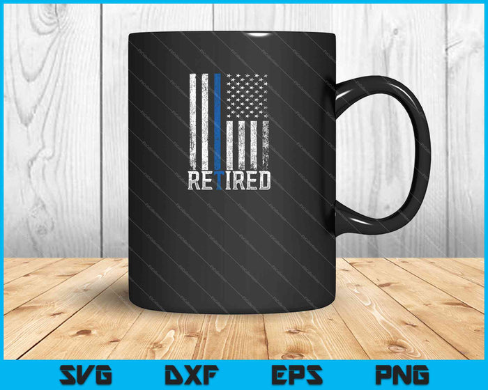 Oficial de policía retirado Delgada Línea Azul Bandera Jubilación SVG PNG Cortar archivos imprimibles