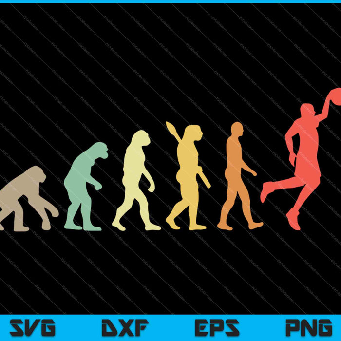 Retro basketbal evolutie SVG PNG snijden afdrukbare bestanden