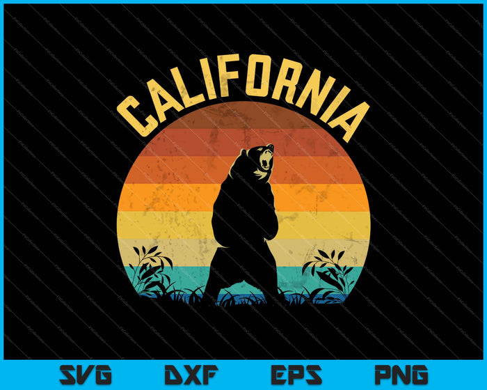 Retro Californië Republiek Bear SVG PNG snijden afdrukbare bestanden