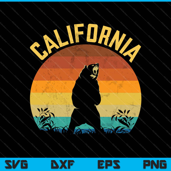 Retro California Republic Bear SVG PNG Cutting Printable Files