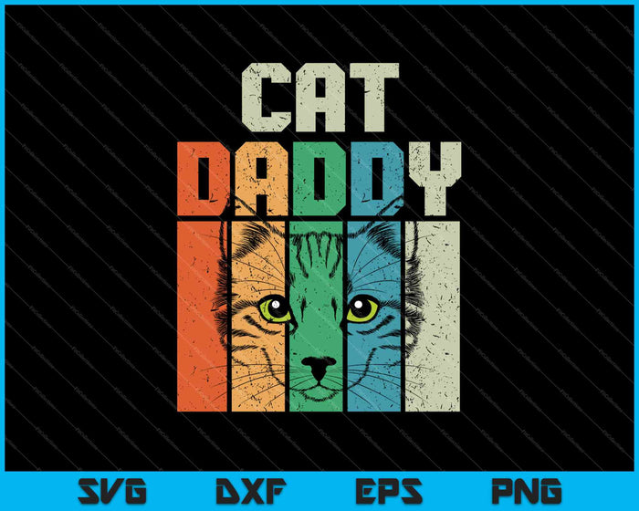 Retro Cat Dad Daddy Cool Kitten Lover Vintage SVG PNG Cutting Printable Files