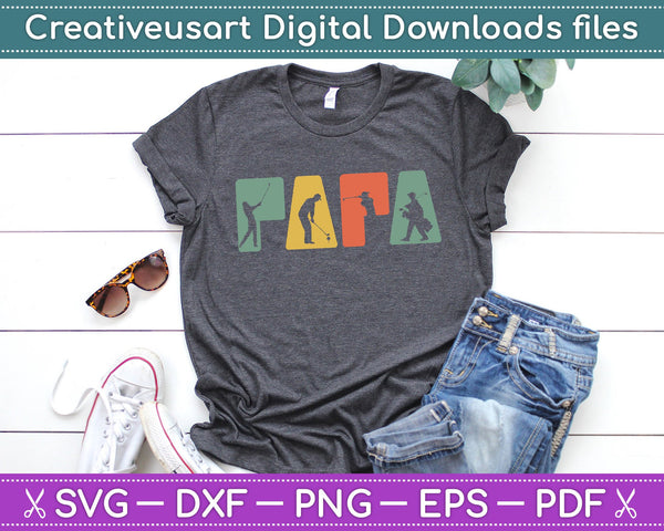 Retro Golfing Papa Golfer SVG PNG Cutting Printable Files - on a t-shirt