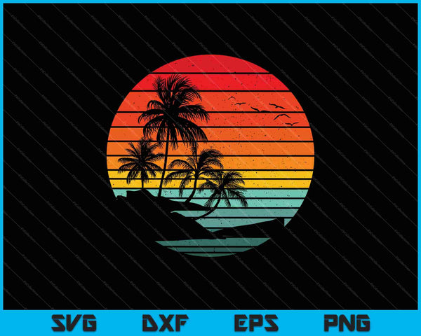 Retro Hawaiian Summer Vacation Palm Trees Tropical Hawaii SVG PNG Cutting Printable Files